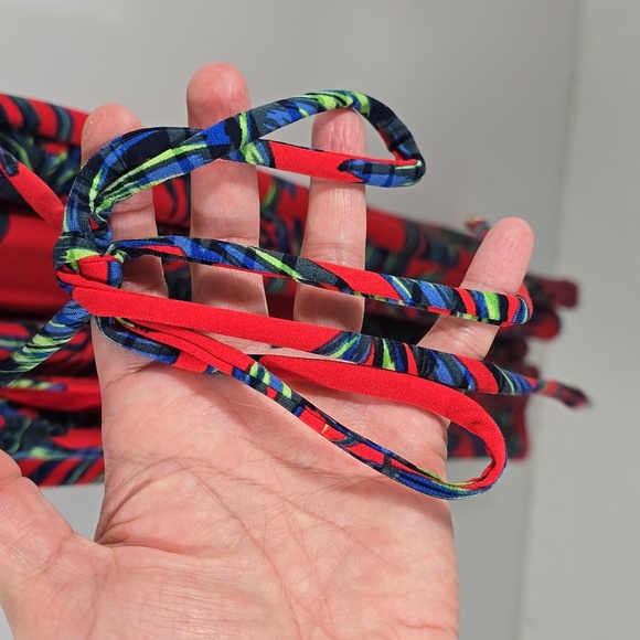 {London Times} Red Tropical Jungle Palm Leaf Print Cropped Sleeveless Jumpsuit - Picture 7 of 14